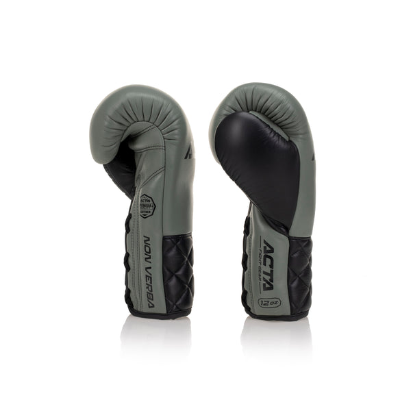 Acta Boxing Gloves Stricker Lace Up Leather Green Army - Black