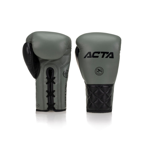 Acta Boxing Gloves Stricker Lace Up Leather Green Army - Black