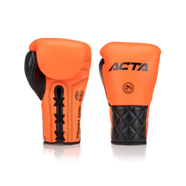 Acta Boxing Gloves Stricker Lace Up Leather Orange - Black