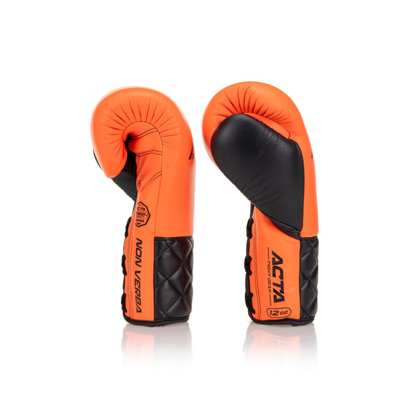 Acta Boxing Gloves Stricker Lace Up Leather Orange - Black