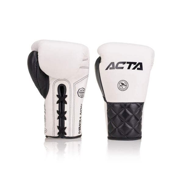 Acta Boxing Gloves Stricker Lace Up Leather White - Black