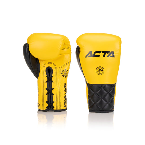 Acta Boxing Gloves Stricker Lace Up Leather Yellow - Black