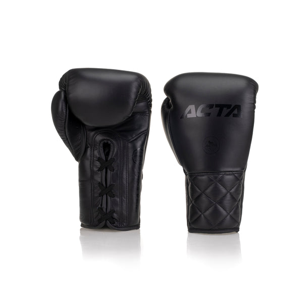 Acta Boxing Gloves Striker Lace Up Leather Black Edition
