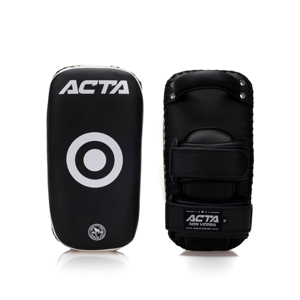 Acta Thai Kick Pads 2 Straps Semi Black White