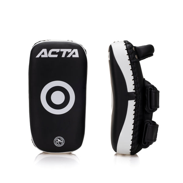 Acta Thai Kick Pads 2 Straps Semi Black White
