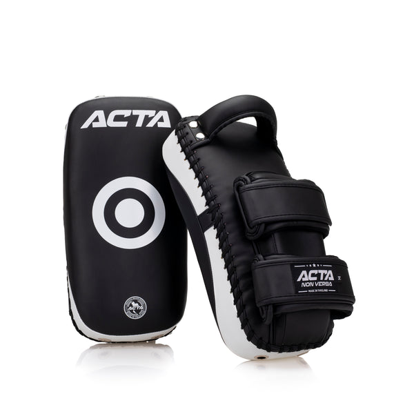 Acta Thai Kick Pads 2 Straps Semi Black White