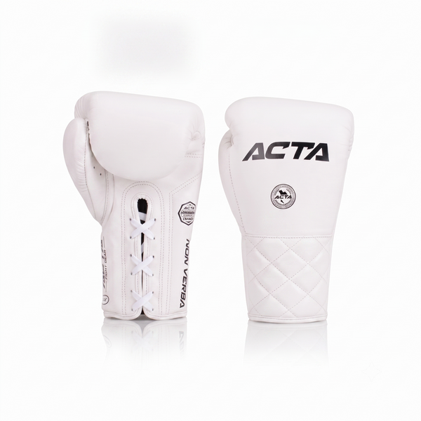 Acta Boxing Gloves Striker Lace Up Leather White